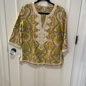Silk J Crew Embroidered Tunic